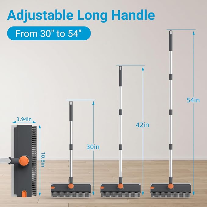 Pool Scrub Brush with 52" Pole, 3 in 1 Pool Cleaning Brush with Squeegee - Image 3