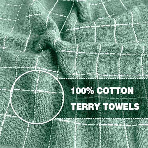 QUILTINA Kitchen Towels 6 Pack, 12 x 12 Inches, 100% Cotton Checkered Designed - Image 4