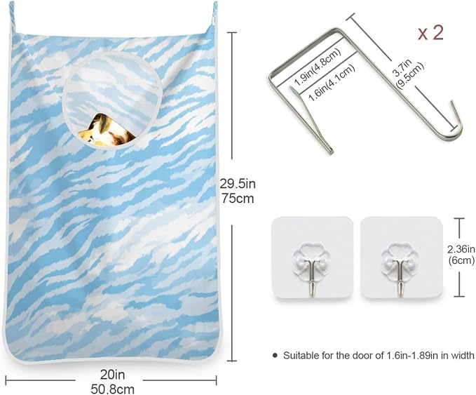 2PCS Hanging Laundry Hamper Bag Over the Door Laundry Hamper Wall Hamper Large - Image 3