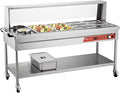 VEVOR Commercial Food Warmer, 8 Pans + 2 Pots Electric Steam Table, 1800W Professional Buffet Catering Food Warmer with Shield Undershelf Wheels, Stainless Steel Server for Party Restaurant