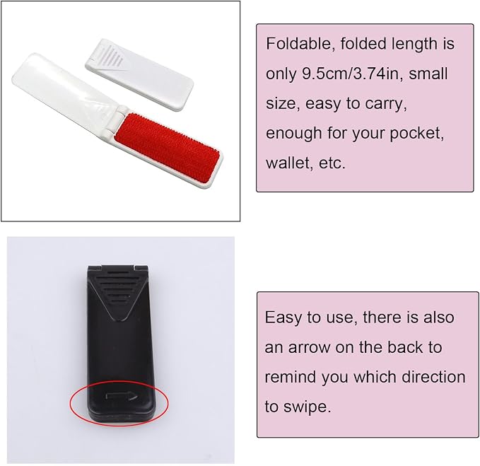 4 Pack Folding Lint Brush Foldable Reusable Portable Mini Lint Remover Brushes - Image 4