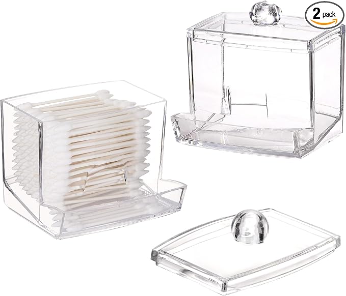 Tbestmax 2 Pack 10oz Qtip Dispenser Big Clear Qtip Holder, Bathroom Container by Tbestmax