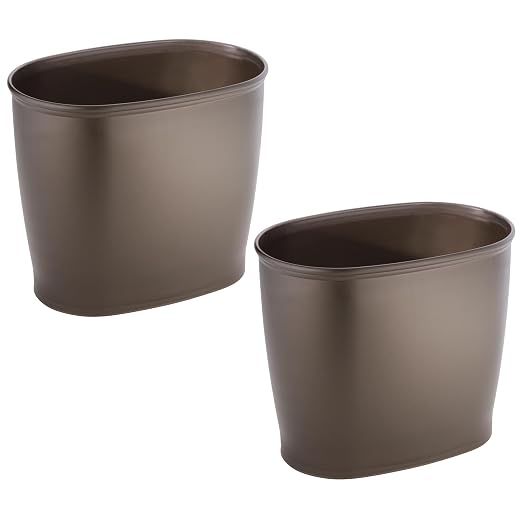 iDesign Slim Plastic Bathroom Trash Can, Bronze | Small Garbage Bin, - Image 8