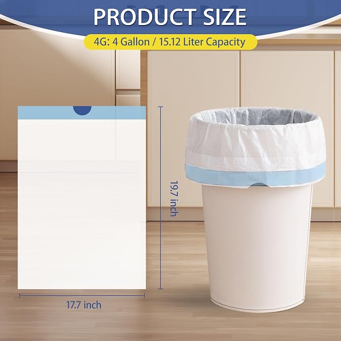 Small Trash Bags 4 Gallon Drawstring, 1.1 Mil, Strong Garbage Can Liners - Image 3