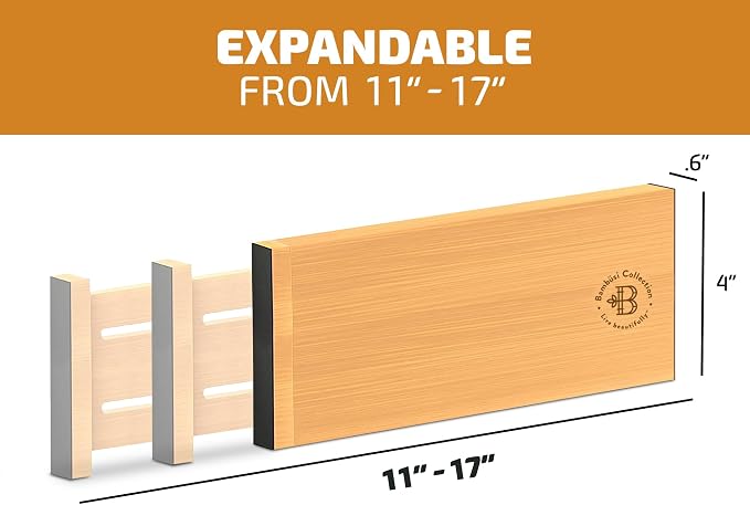 6-Pack Deep Drawer Dividers 4-Inch High Dresser Drawer Organizer, Bamboo | - Image 2