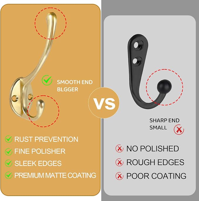 Wall Hooks for Hanging, 25-Pcs Heavy Duty Metal Coat Hooks, for Living Room - Image 5