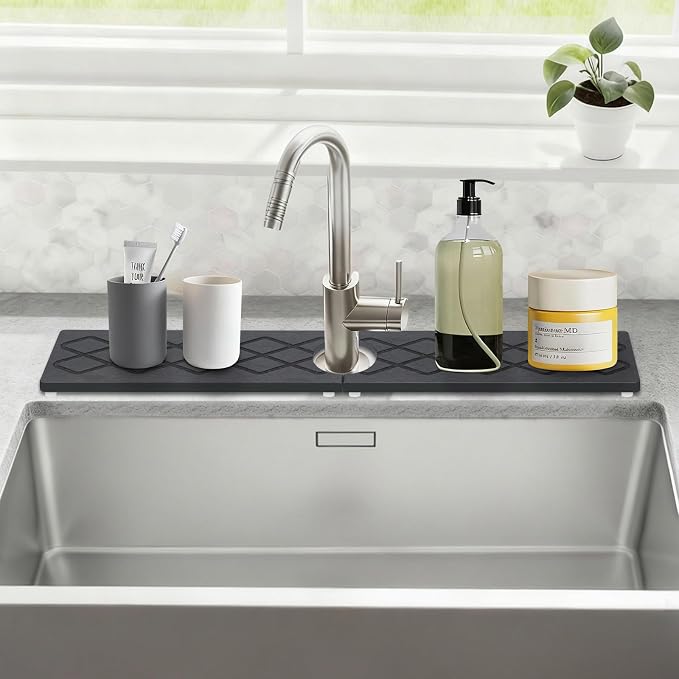Stone Faucet Mat for Kitchen Sink, Quick-Dry Non-Slip Drying Tray, Diatomite - Image 2