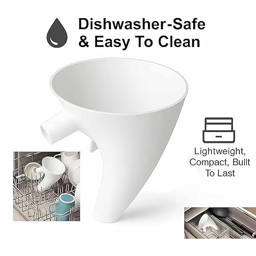 Flour Funnel for Kitchen Aid Mixer, Easy Pour No-Mess Attachment, Anti-Splash Accessory, Fits Tilt-Head 4.5–5 Qt (KSM150), Durable Dishwasher-Safe Baking Tool (Red)