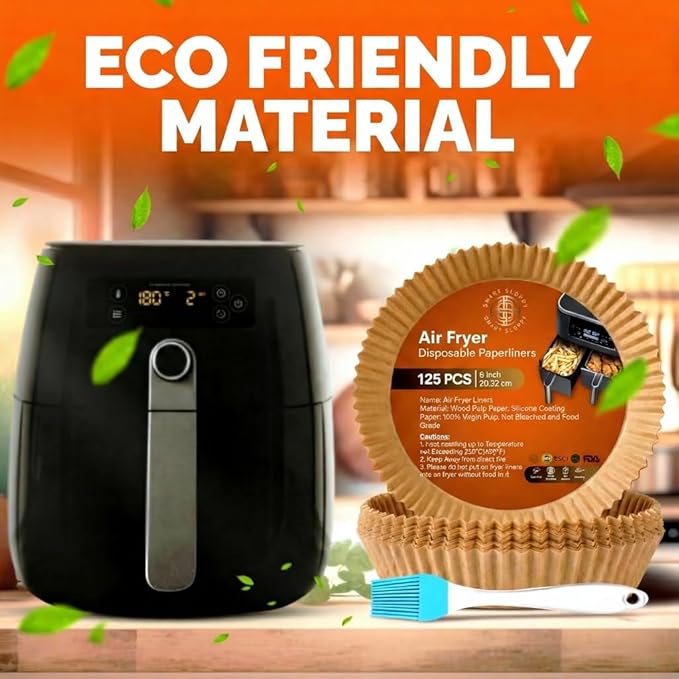 6.5 inches Round Air Fryer Liners Disposable Parchment Paper Liner Airfryer 3-5 QT Basket inserts Filter Sheets EXTRA THICK 40 GSM - Pack of 125