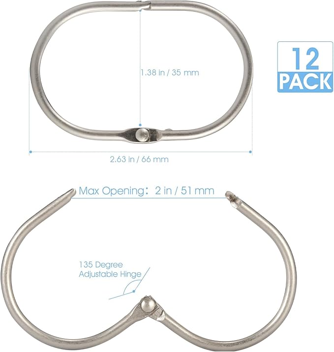 Shower Curtain Rings, Oval Snap Shower Rings - Image 5