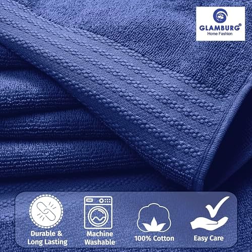 GLAMBURG Premium Cotton Oversized 2 Pack Bath Sheet 35x70-100% Pure Cotton - Image 2