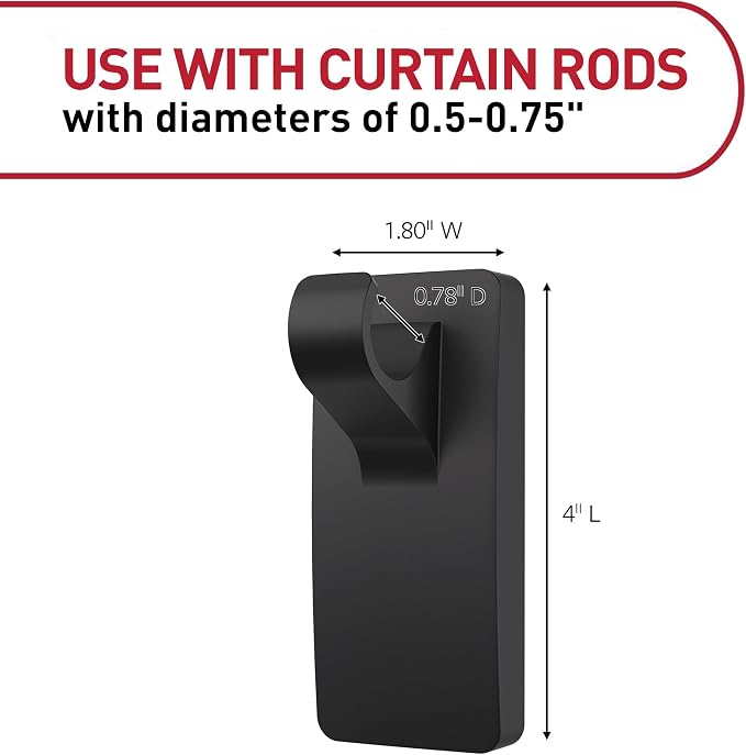 Command Medium Black Curtain Rod Hooks, 2 Hooks, 4 Strips | No Drilling Home - Image 2