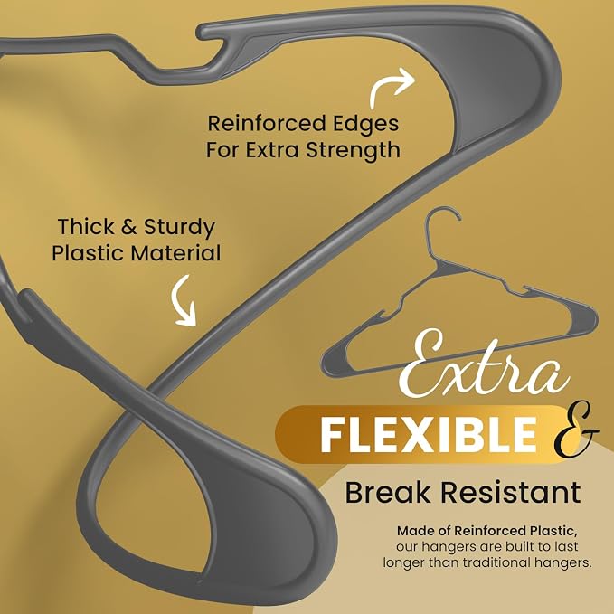 200 Pack Plastic Hanger for Shirt Pants Coats Dresses Skirts Suits Jackets - Image 4
