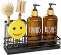 Moforoco Kitchen Dish Soap Dispenser Set, 16OZ Glass Bottle, Hand and Dish Soap by MOFOROCO
