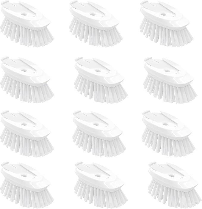 Dish Brush Refills, 12 Pack Dish Brush Replacement Head | Built-in Scraper by pamrack