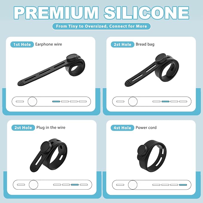 30 Pcs Cable Ties ，Silicone Cable Ties, Reusable Cord Organizer - Image 2
