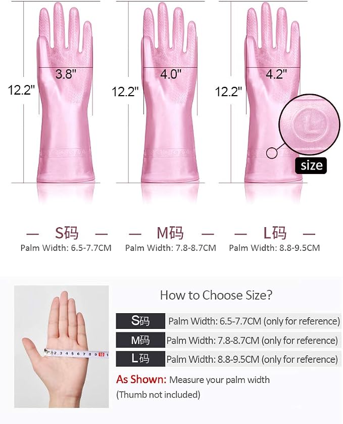 Alimat PluS Kitchen Gloves Latex Free, Cotton Flock Liner, 3 Pairs, Medium | - Image 2