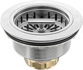 KONE Kitchen Sink Drain Sink Strainer 3-1/2 Inch Drain Assembly Kit Replacement for Universal 3.5 Inch Kitchen Sink, All Stainless Steel Body with Strainer Basket and Drain Stopper (9171，Stainless)