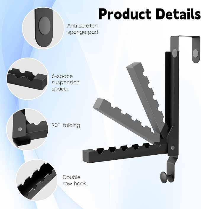 4 Pack Over The Door Hanger Folding Clothes Drying Rack, Folding Hanging Coat - Image 4