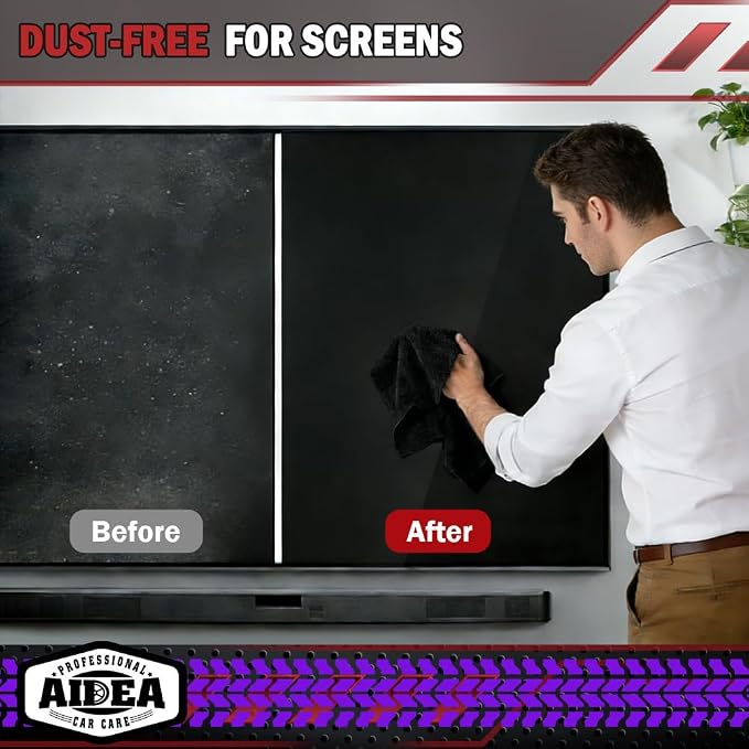 AIDEA Microfiber Cleaning Cloth Black 20PK, Microfiber Towels, 12×12" | Premium - Image 6