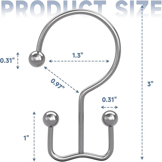 Titanker Shower Curtain Hooks Rings, Rust Resistant Metal Minimalist Simple - Image 2