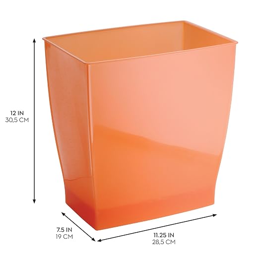 iDesign Small Plastic Bathroom Trash Can, Slim Rectangle Garbage Bin - Image 3