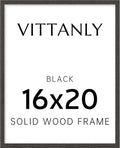 Vittanly 16x20 Picture Frame, Solid Wood Frame with Plexiglass, Includes 11x14 Mat, Wall Hanging or Tabletop for Photos, Home Decor, Black, 1 Pack
