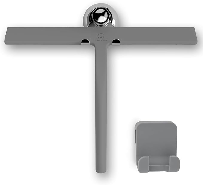 Silicone Shower Squeegee with 3-in-1 No-Drill Mount, Stainless Steel Core by G%C3%9CTEWERK
