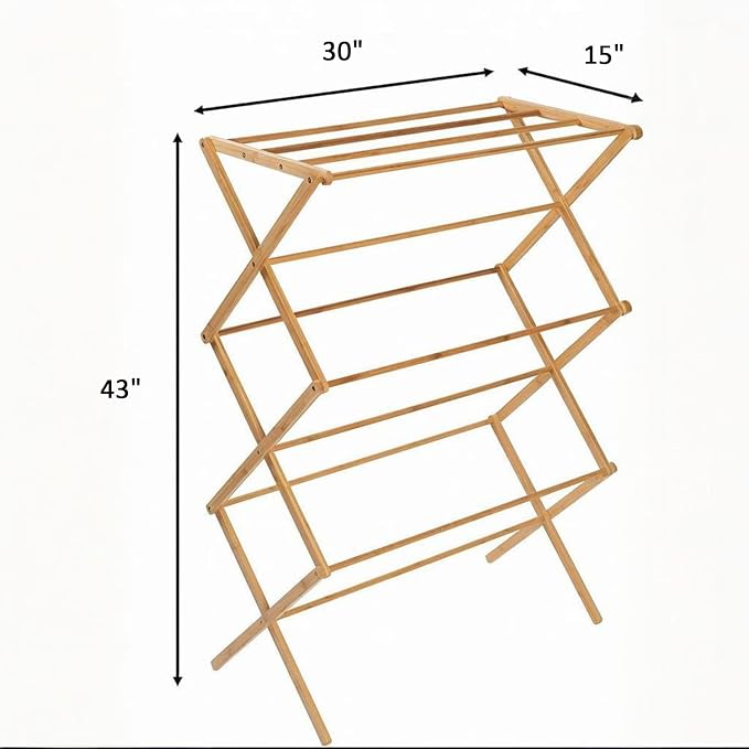 Collapsible Bamboo Drying Rack – Foldable Laundry Drying Stand - Image 5