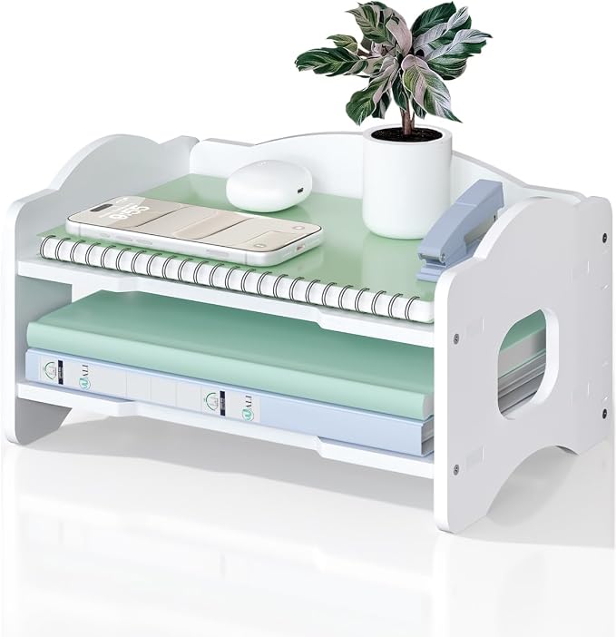WALI Desk File Organizer, 2 Tier Stackable Desktop Paper Letter Tray Organizer by WALI