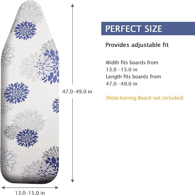 SheeChung Ironing Board Cover and Pad 15"x49", Cotton Cover - Image 2
