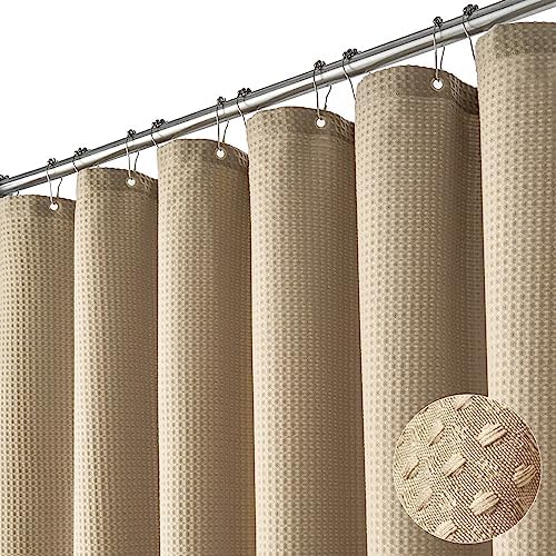 Dynamene Stall Waffle Shower Curtain 256 GSM Heavy Fabric 60x72 Beige/Khaki by Dynamene