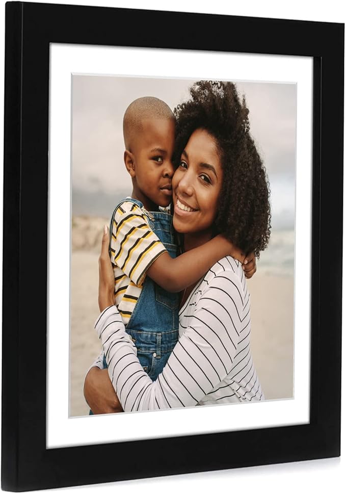 Americanflat 12x12 Picture Frame with Shatter-Resistant Glass - Use as 8x8 Frame with Mat or Display 12x12 Photo Without Mat - Signature Collection - Square Frames for Wall Display - Black