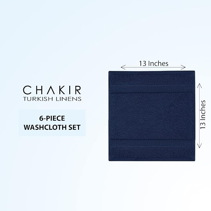 Chakir Turkish Linens 100% Cotton 6-Pack Washcloths 13x13, Oeko-Tex Certified - Image 4