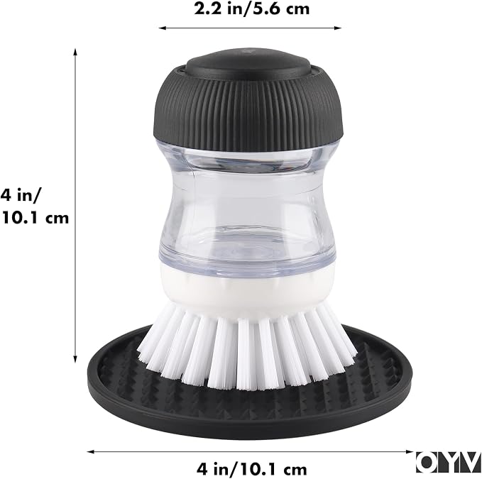 OYV Soap Dispensing Palm Brush Set | Includes Silicone Drip Tray, 1 Refill - Image 6