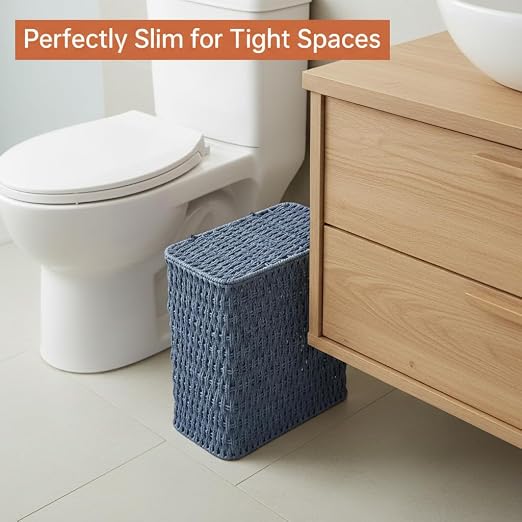 Coeusy 3 Gallon Paper Rope Bathroom Trash Can, Small Wicker Trash Cans - Image 2