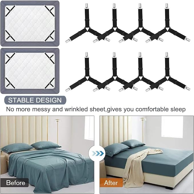 Bed Sheet Holder Straps, Adjustable Elastic Fasteners - Image 4