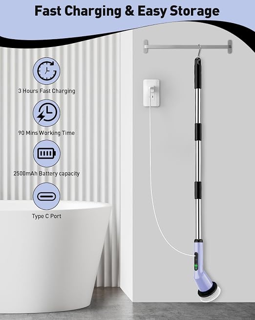 Electric Spin Scrubber for Bathroom, Shower Scrubber - Image 8