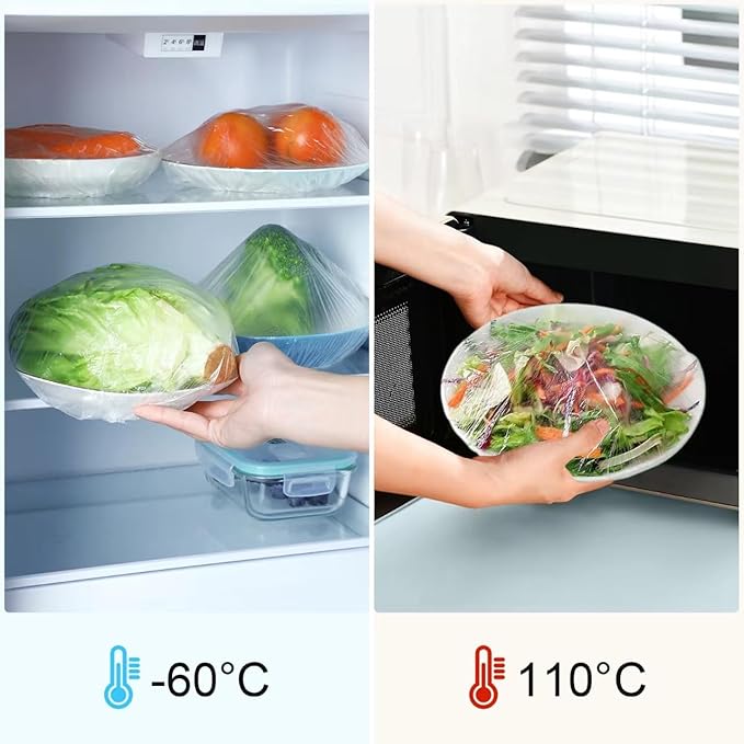 100 Boxed Bowl Covers Bread Proofing Plastic Wrap for Food Shower Caps for Sourdough Bread Baking Rising Elastic Reusable BPA Free Food Grade (Diameter 12")