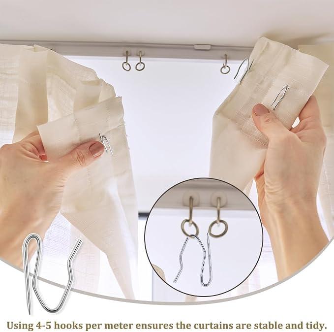 70PCS Curtain Hooks, 1.2 Inch Metal Drapery Pin and Hook, Rustproof Stainless - Image 4