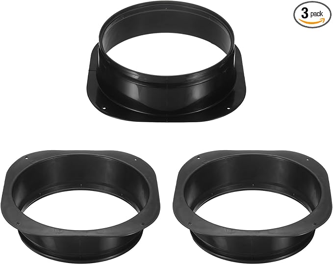 PATIKIL 10 Inch Duct Connector Flange, 3Pack Plastic Straight Pipe Flange Dryer Vent Connector for Air Heating Cooling Ventilation HVAC System, Black