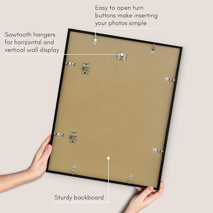 Americanflat 16x20 Picture Frame with Polished Plexiglass - Streamline Collection - Thin Border Picture Frame for Wall Display - Hanging Hardware Included - Black
