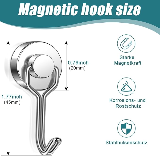 MAGXCENE Swivel Swing Magnetic Hooks, Strong Neodymium Magnetic Hooks Heavy Duty - Image 2