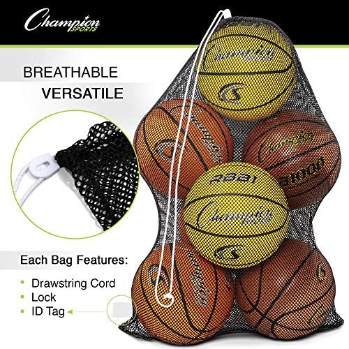 Champion Sports Mesh Equipment Bag – Heavy-Duty Nylon Drawstring Bag - Image 3