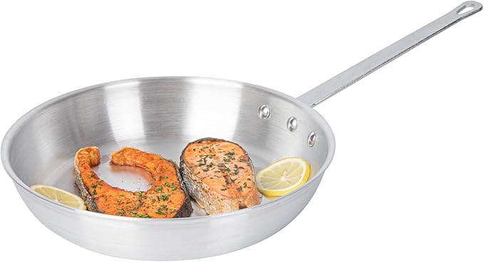 Restaurantware-Met Lux 12 Inch Fry Pan, 1 Durable Frying Pan - Satin Finish, Triple-Riveted, Silver Aluminum Cooking Skillet, For Searing, Sautéing, And Browning Food