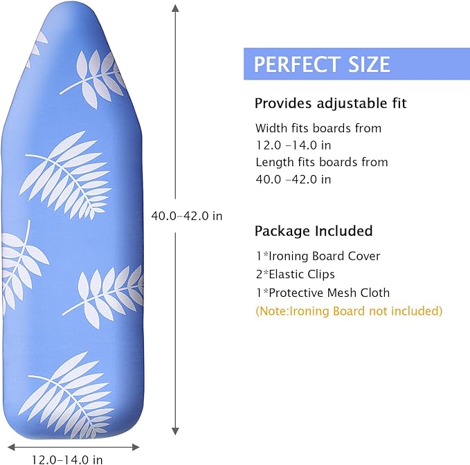 SheeChung 14"x42" Over The Door Ironing Board Cover and Pad, Heat Resistance - Image 2