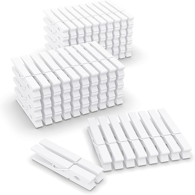 100 Pcs White Clothes pins by FEFU