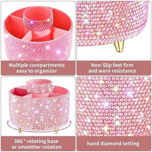 fanado Bling 360° Rotate Makeup Brush Holder Organizer, Makeup Organizers - Image 3