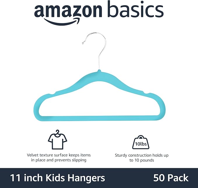 Amazon Basics Kids Space Saving Velvet Non-Slip Clothes Hangers - Image 2