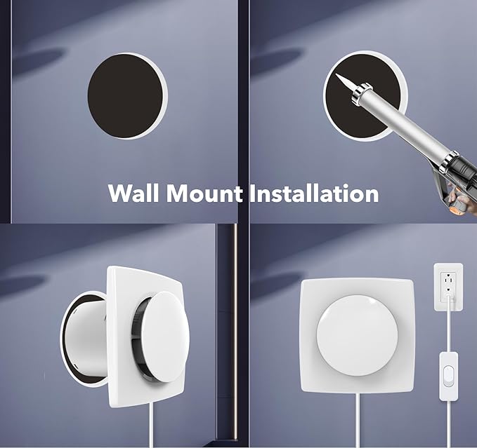 Bathroom Exhaust Fan with Switch, 2600RPM Upgraded Exhaust Fan 35dB Low Noise IPX4 Waterproof Household Ventilation Fans, Energy Saving Vent Fan for Attic Basement Garage Washroom V112A23